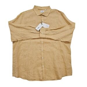 Murano Linen Shirt 4XLT Tan Long Sleeve‎ Button Down Casual Menswear Tall